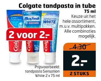 Aanbiedingen Tandpasta sensation white - Colgate - Geldig van 31/10/2017 tot 12/11/2017 bij Trekpleister