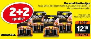 Aanbiedingen D batterijen - Duracell - Geldig van 31/10/2017 tot 12/11/2017 bij Trekpleister