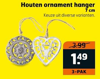 Aanbiedingen Houten ornament hanger - Huismerk - Trekpleister - Geldig van 31/10/2017 tot 12/11/2017 bij Trekpleister