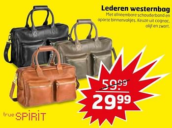 Aanbiedingen Lederen westernbag - True Spirit - Geldig van 31/10/2017 tot 12/11/2017 bij Trekpleister