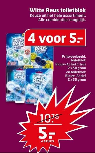 Aanbiedingen Toiletblok blauw-actief citrus en toiletblok blauw-actief - Witte reus - Geldig van 31/10/2017 tot 12/11/2017 bij Trekpleister