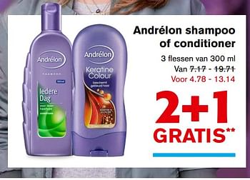 Aanbiedingen Andrélon shampoo of conditioner - Andrelon - Geldig van 01/11/2017 tot 07/11/2017 bij Hoogvliet
