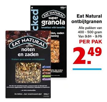 Aanbiedingen Eat natural ontbijtgranen - Eat Natural - Geldig van 01/11/2017 tot 07/11/2017 bij Hoogvliet