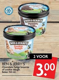 Aanbiedingen Ben + jerry`s chocolate fudge brownie of cookie dough - Ben &amp; Jerry - Geldig van 29/10/2017 tot 04/11/2017 bij Deka Markt