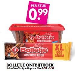 Aanbiedingen Bolletje ontbijtkoek - Bolletje - Geldig van 29/10/2017 tot 04/11/2017 bij Deka Markt