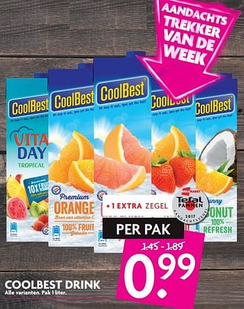 Aanbiedingen Coolbest drink alle varianten - Coolbest - Geldig van 29/10/2017 tot 04/11/2017 bij Deka Markt