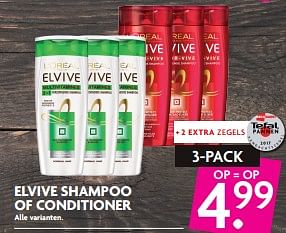 Aanbiedingen Elvive shampoo of conditioner alle varianten - L'Oreal Paris - Geldig van 29/10/2017 tot 04/11/2017 bij Deka Markt