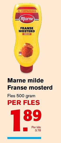Aanbiedingen Marne milde franse mosterd - marne - Geldig van 01/11/2017 tot 07/11/2017 bij Hoogvliet