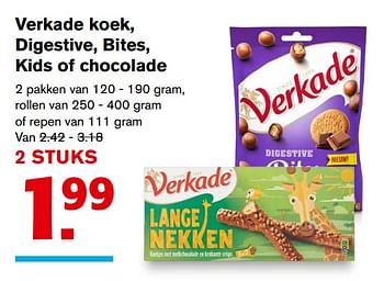 Aanbiedingen Verkade koek, digestive, bites, kids of chocolade - Verkade - Geldig van 01/11/2017 tot 07/11/2017 bij Hoogvliet