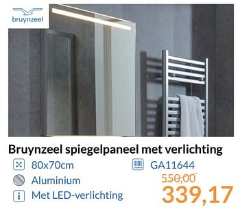 Aanbiedingen Bruynzeel spiegelpaneel met verlichting - Bruynzeel - Geldig van 01/11/2017 tot 30/11/2017 bij Sanitairwinkel