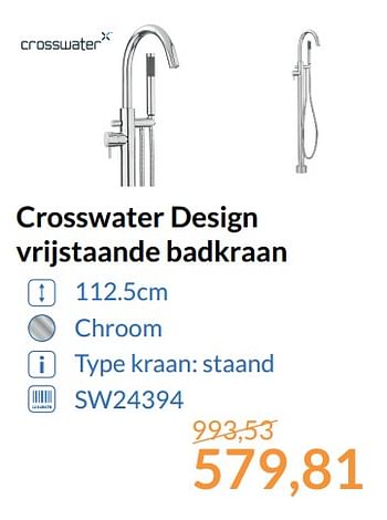Aanbiedingen Crosswater design vrijstaande badkraan - Crosswater - Geldig van 01/11/2017 tot 30/11/2017 bij Sanitairwinkel