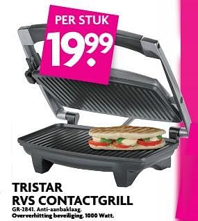 Aanbiedingen Tristar rvs contactgrill gr-2841 - Tristar - Geldig van 29/10/2017 tot 04/11/2017 bij Deka Markt