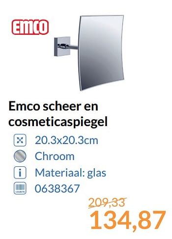 Aanbiedingen Emco scheer en cosmeticaspiegel - Emco - Geldig van 01/11/2017 tot 30/11/2017 bij Sanitairwinkel