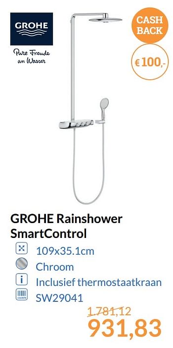 Aanbiedingen Grohe rainshower smartcontrol - Grohe - Geldig van 01/11/2017 tot 30/11/2017 bij Sanitairwinkel