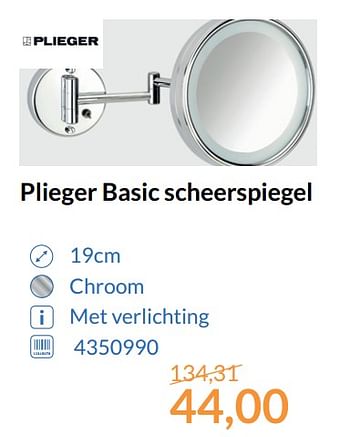 Aanbiedingen Plieger basic scheerspiegel - Plieger - Geldig van 01/11/2017 tot 30/11/2017 bij Sanitairwinkel