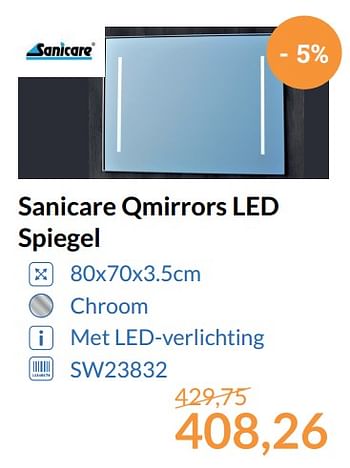 Aanbiedingen Sanicare qmirrors led spiegel - Sanicare - Geldig van 01/11/2017 tot 30/11/2017 bij Sanitairwinkel