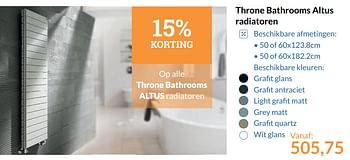 Aanbiedingen Throne bathrooms altus radiatoren - Throne Bathrooms - Geldig van 01/11/2017 tot 30/11/2017 bij Sanitairwinkel