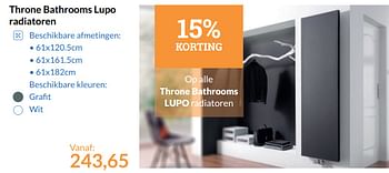 Aanbiedingen Throne bathrooms lupo radiatoren - Throne Bathrooms - Geldig van 01/11/2017 tot 30/11/2017 bij Sanitairwinkel