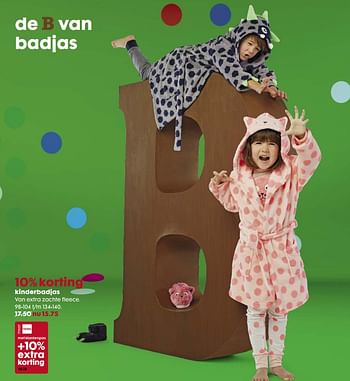 Aanbiedingen Kinderbadjas van extra zachte fleece - Huismerk - Hema - Geldig van 06/11/2017 tot 05/12/2017 bij Hema