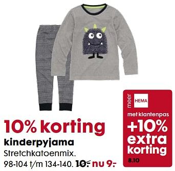 Aanbiedingen Kinderpyjama stretchkatoenmix - Huismerk - Hema - Geldig van 06/11/2017 tot 05/12/2017 bij Hema
