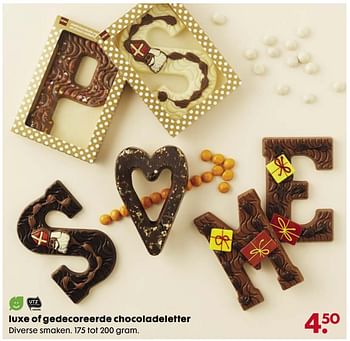 Aanbiedingen Luxe of gedecoreerde chocoladeletter - Huismerk - Hema - Geldig van 06/11/2017 tot 05/12/2017 bij Hema