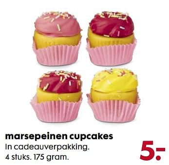 Aanbiedingen Marsepeinen cupcakes in cadeauverpakking - Huismerk - Hema - Geldig van 06/11/2017 tot 05/12/2017 bij Hema