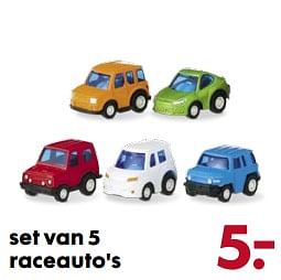 Aanbiedingen Set van 5 raceauto`s - Huismerk - Hema - Geldig van 06/11/2017 tot 05/12/2017 bij Hema