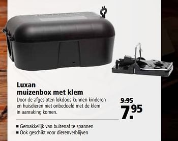 Aanbiedingen Luxan muizenbox met klem - Luxan - Geldig van 06/11/2017 tot 19/11/2017 bij Welkoop