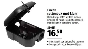 Aanbiedingen Luxan rattenbox met klem - Luxan - Geldig van 06/11/2017 tot 19/11/2017 bij Welkoop