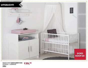 Aanbiedingen Bebies first babykamer tess ledikant + commode - bebiesfirst - Geldig van 29/10/2017 tot 18/11/2017 bij Baby & Tiener Megastore