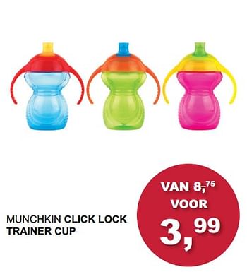 Aanbiedingen Munchkin click lock trainer cup - Munchkin - Geldig van 29/10/2017 tot 18/11/2017 bij Baby & Tiener Megastore