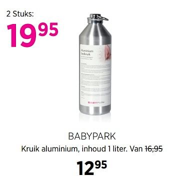 Aanbiedingen Babypark kruik aluminium, inhoud 1 liter - Huismerk - Babypark - Geldig van 27/10/2017 tot 20/11/2017 bij Babypark