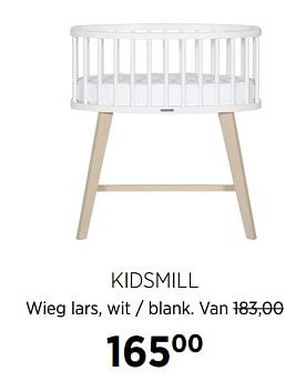 Aanbiedingen Kidsmill wieg lars, wit - blank - Kidsmill - Geldig van 27/10/2017 tot 20/11/2017 bij Babypark