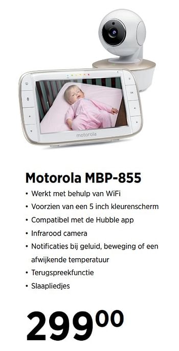 Aanbiedingen Motorola mbp-855 - Motorola - Geldig van 27/10/2017 tot 20/11/2017 bij Babypark