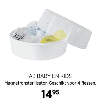 Aanbiedingen A3 baby en kids magnetronsterilisator. geschikt voor 4 flessen - A3 Baby - Geldig van 27/10/2017 tot 20/11/2017 bij Babypark