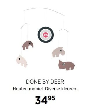 Aanbiedingen Done by deer houten mobiel. diverse kleuren - Done by Deer - Geldig van 27/10/2017 tot 20/11/2017 bij Babypark