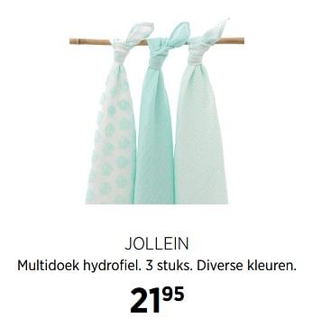 Aanbiedingen Jollein multidoek hydrofiel. 3 stuks. diverse kleuren - Jollein - Geldig van 27/10/2017 tot 20/11/2017 bij Babypark