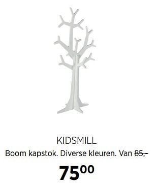 Aanbiedingen Kidsmill boom kapstok. diverse kleuren - Kidsmill - Geldig van 27/10/2017 tot 20/11/2017 bij Babypark