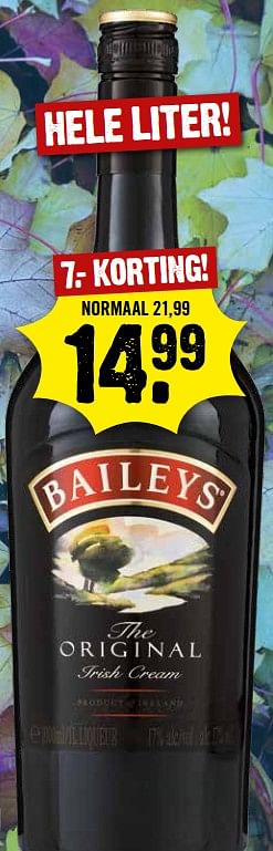 Aanbiedingen Baileys the original - Baileys - Geldig van 29/10/2017 tot 04/11/2017 bij Dirk III