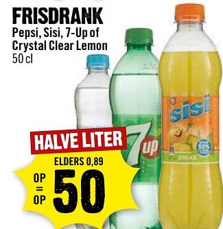 Aanbiedingen Frisdrank pepsi, sisi, 7-up of crystal clear lemon - Huismerk - Dirk III - Geldig van 29/10/2017 tot 04/11/2017 bij Dirk III