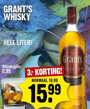 Aanbiedingen Grant`s whisky liter - Grant's - Geldig van 29/10/2017 tot 04/11/2017 bij Dirk III