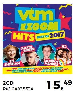 Aanbiedingen 2cd vtm kzoom hits best of 2017 - Studio 100 - Geldig van 07/11/2017 tot 05/12/2017 bij Supra Bazar