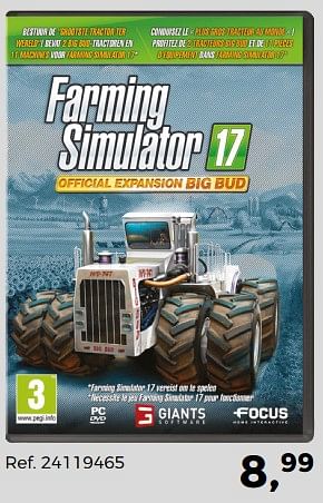 Aanbiedingen Farming simulator 17 official expansion big bud - Focus Home Interactive - Geldig van 07/11/2017 tot 05/12/2017 bij Supra Bazar