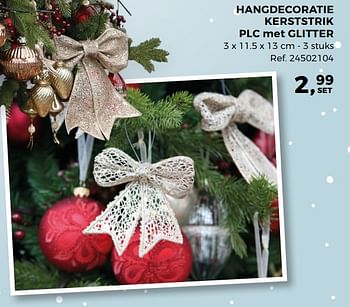 Aanbiedingen Hangdecoratie kerststrik plc met glitter - Huismerk - Supra Bazar - Geldig van 07/11/2017 tot 05/12/2017 bij Supra Bazar