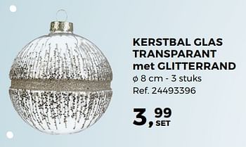Aanbiedingen Kerstbal glas transparant met glitterrand - Huismerk - Supra Bazar - Geldig van 07/11/2017 tot 05/12/2017 bij Supra Bazar