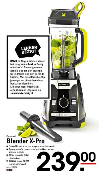 Aanbiedingen Kenwood blender x-pro - Kenwood - Geldig van 26/10/2017 tot 13/11/2017 bij Sligro