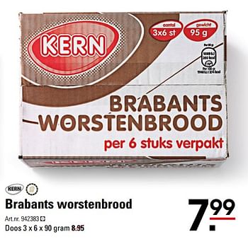 Aanbiedingen Brabants worstenbrood - Kern - Geldig van 26/10/2017 tot 13/11/2017 bij Sligro