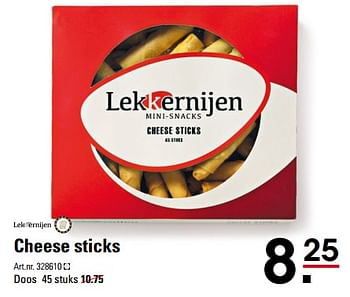 Aanbiedingen Cheese sticks - Lekkernijen - Geldig van 26/10/2017 tot 13/11/2017 bij Sligro