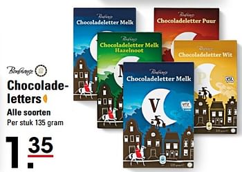 Aanbiedingen Chocoladeletters - Bonbiance - Geldig van 26/10/2017 tot 13/11/2017 bij Sligro