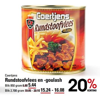 Aanbiedingen Coertjens rundstoofvlees en -goulash - Coertjens - Geldig van 26/10/2017 tot 13/11/2017 bij Sligro